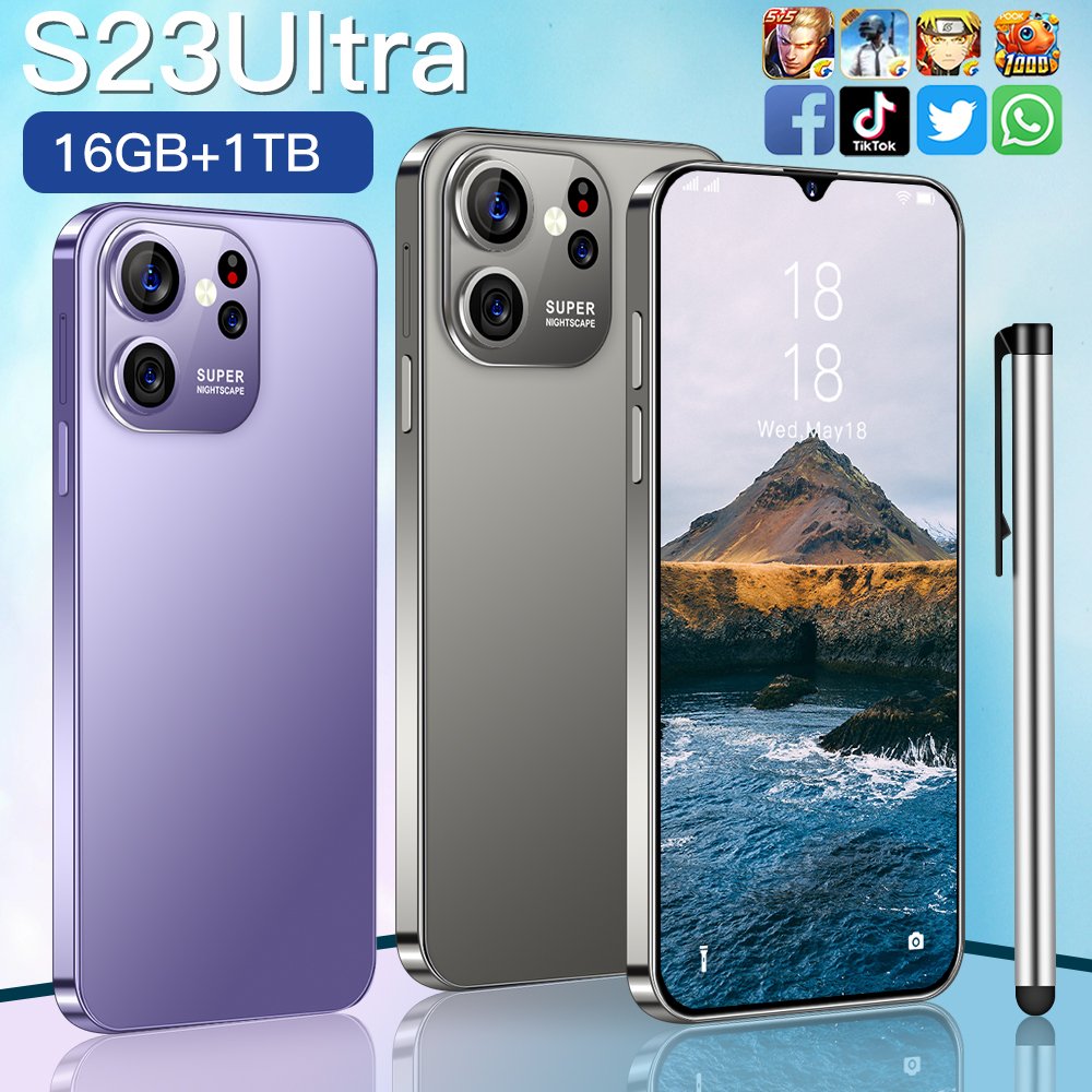 phonehot Selling 5g S23+ Ultra 16gb+1tb 48+108mp 6.8 Inch Full Display Android 12 Mobile Cell Phone Mobile Phonemate60